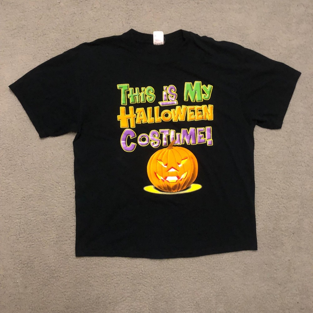 This Is My Halloween Costume Pumpkin T-Shirt Black XL Funny Graphic Tee Spooky